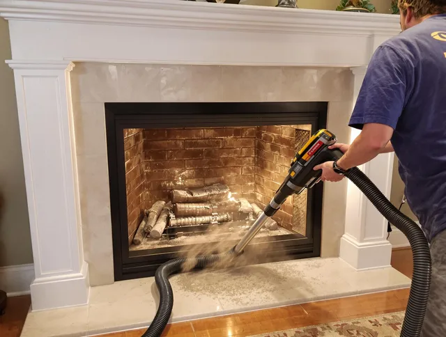 Fireplace cleaning performed by Clinton Chimney Sweep in Clinton, CT