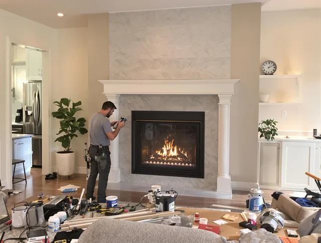 Newly installed fireplace by Clinton Chimney Sweep in Clinton, CT